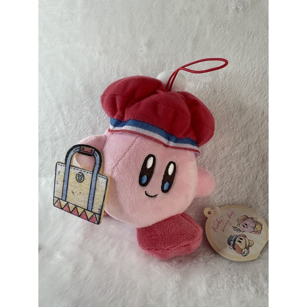 Kirby Sunny Day Red Beret Shopping Bag Plush Doll Toy Keychain 5" SK JAPAN